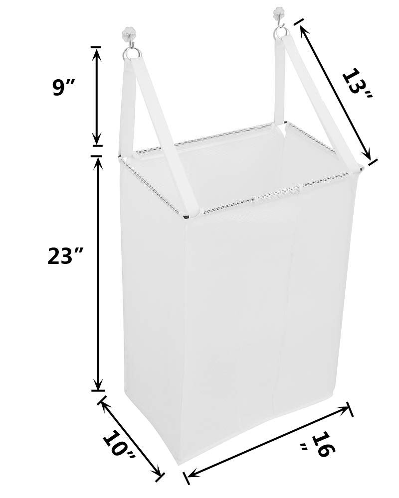 ALYER Wall Hanging Mesh Laundry Hamper,Over the Door Large Storage Bag with Big Metal Support Opening,Hardware Included (White) - Image 2